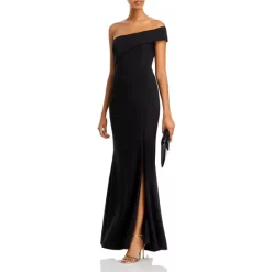 Outlet ❤️ AQUA Scuba Crepe Off-the-Shoulder Gown - 100% Exclusive Black ✔️
