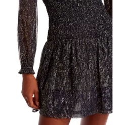 Best Pirce 🔥 AQUA Metallic Dot Smocked Mini Dress - 100% Exclusive Navy/gold 😀 -AQUA Elegant shop unnamed file 161