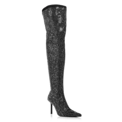 Best reviews of 🔔 AQUA Women's Nicki Pointed Toe High Heel Over The Knee ✨ Boots - 100% Exclusive Silver Stone ❤️