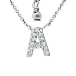 Hot Sale ⌛ AQUA Pavé Initial Pendant Necklace In Sterling Silver, 15"-17" - 100% Exclusive ❤️