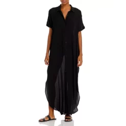 Hot Sale ✔️ AQUA Button Front Maxi Swim Cover-Up White 😉