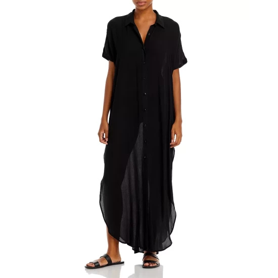 Hot Sale ✔️ AQUA Button Front Maxi Swim Cover-Up White 😉 1 Hot Sale ✔️ AQUA Button Front Maxi Swim Cover-Up White 😉