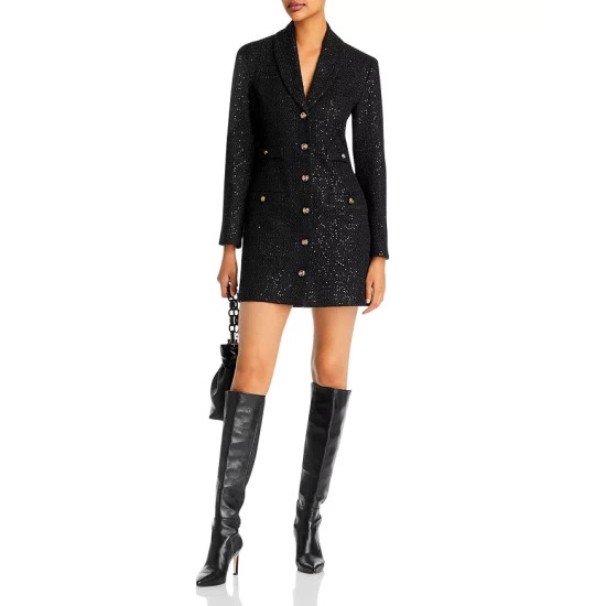 New ๐คฉ AQUA Sequined Tweed Blazer Dress - 100% Exclusive Black ๐ 2 New ๐คฉ AQUA Sequined Tweed Blazer Dress - 100% Exclusive Black ๐ - Image 2