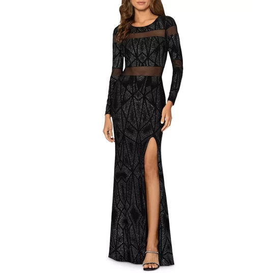 New ๐ AQUA Mesh Inset Geo Glitter Gown - 100% Exclusive Black/gunmetal ๐ 1 New ๐ AQUA Mesh Inset Geo Glitter Gown - 100% Exclusive Black/gunmetal ๐