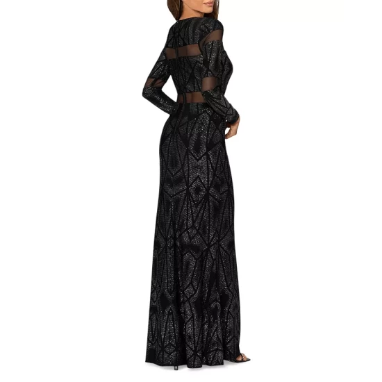 New ๐ AQUA Mesh Inset Geo Glitter Gown - 100% Exclusive Black/gunmetal ๐ 3 New ๐ AQUA Mesh Inset Geo Glitter Gown - 100% Exclusive Black/gunmetal ๐ - Image 3