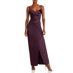Wholesale ✔️ AQUA Satin Ruched Gown - 100% Exclusive Aubergine ❤️
