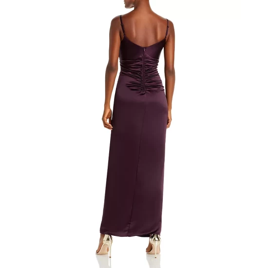 Wholesale ✔️ AQUA Satin Ruched Gown - 100% Exclusive Aubergine ❤️ 2 Wholesale ✔️ AQUA Satin Ruched Gown - 100% Exclusive Aubergine ❤️ - Image 2