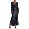 Deals ⭐ AQUA Sequin Twist Front Long Sleeve Gown - 100% Exclusive Navy 🤩
