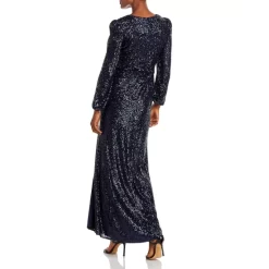 Deals ⭐ AQUA Sequin Twist Front Long Sleeve Gown - 100% Exclusive Navy 🤩 -AQUA Elegant shop unnamed file 1754