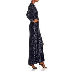 Deals ⭐ AQUA Sequin Twist Front Long Sleeve Gown - 100% Exclusive Navy 🤩 -AQUA Elegant shop unnamed file 1755