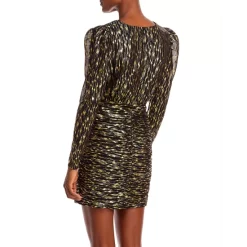 Best deal ❤️ AQUA Metallic Jacquard Puff Sleeve Mini 👍 Dress - 100% Exclusive Black/gold ❤️ -AQUA Elegant shop unnamed file 1796