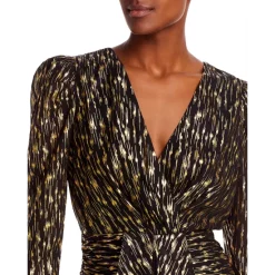 Best deal ❤️ AQUA Metallic Jacquard Puff Sleeve Mini 👍 Dress - 100% Exclusive Black/gold ❤️ -AQUA Elegant shop unnamed file 1799