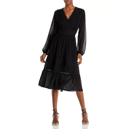 Promo ✔️ AQUA Swiss Dot V-Neck Midi Dress - 100% Exclusive Black ✔️ 1 Promo ✔️ AQUA Swiss Dot V-Neck Midi Dress - 100% Exclusive Black ✔️