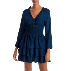 Wholesale ๐ AQUA Tonal Floral Print Tiered Mini Dress - 100% Exclusive Teal โ๏ธ