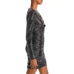 Wholesale 🔥 AQUA Metallic Sequined Stripe Ruched Mini Dress - 100% Exclusive Black/silver 🥰 -AQUA Elegant shop unnamed file 1837