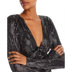 Wholesale 🔥 AQUA Metallic Sequined Stripe Ruched Mini Dress - 100% Exclusive Black/silver 🥰 -AQUA Elegant shop unnamed file 1839