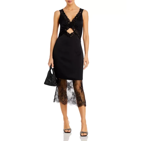 Flash Sale ๐ AQUA Lace Trim Midi Dress - 100% Exclusive Black ๐ 2 Flash Sale ๐ AQUA Lace Trim Midi Dress - 100% Exclusive Black ๐ - Image 2