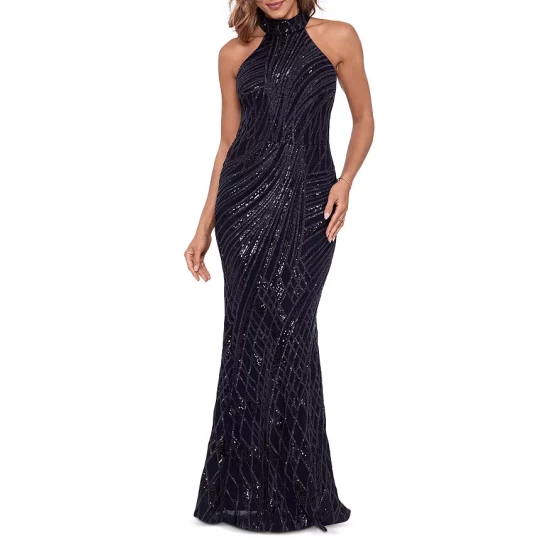 Discount ๐ AQUA Mock Neck Sequin Gown - 100% Exclusive Black ๐ 1 Discount ๐ AQUA Mock Neck Sequin Gown - 100% Exclusive Black ๐