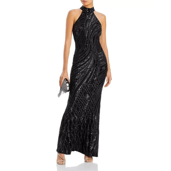Discount ๐ AQUA Mock Neck Sequin Gown - 100% Exclusive Black ๐ 8 Discount ๐ AQUA Mock Neck Sequin Gown - 100% Exclusive Black ๐ - Image 8