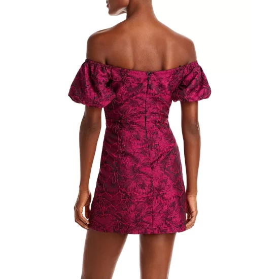 Flash Sale 🔔 AQUA Off-the-Shoulder Floral Print Mini Dress - 100% Exclusive Hot Pink 👏 3 Flash Sale 🔔 AQUA Off-the-Shoulder Floral Print Mini Dress - 100% Exclusive Hot Pink 👏 - Image 3