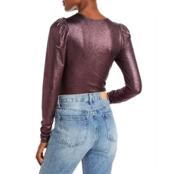 Cheap 👏 AQUA Ruched Long Sleeve Shine Top - 100% Exclusive Rose/black 😀 -AQUA Elegant shop unnamed file 1894