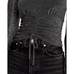 Promo ❤️ AQUA V Neck Ruched Tie Top - 100% Exclusive Black/silver 😍 -AQUA Elegant shop unnamed file 1913