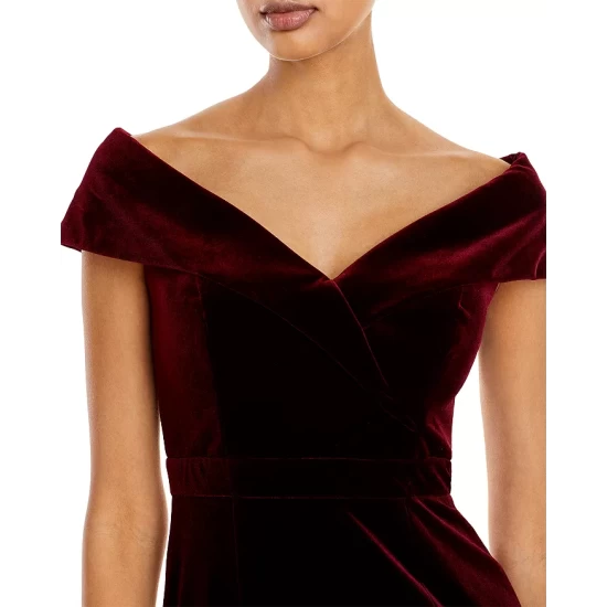 Flash Sale ๐ฅฐ AQUA Off-the-Shoulder Fluted Velvet Gown - 100% Exclusive Burgundy ๐ 2 Flash Sale ๐ฅฐ AQUA Off-the-Shoulder Fluted Velvet Gown - 100% Exclusive Burgundy ๐ - Image 2