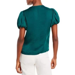 Best deal 🔥 AQUA Split Neck Puff Sleeve Top - 100% Exclusive Emerald ✨ -AQUA Elegant shop unnamed file 1951