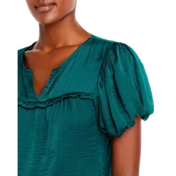 Best deal 🔥 AQUA Split Neck Puff Sleeve Top - 100% Exclusive Emerald ✨ -AQUA Elegant shop unnamed file 1952