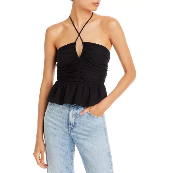 Promo ⌛ AQUA Peplum Halter Top - 100% Exclusive Black ⌛ 1 Promo ⌛ AQUA Peplum Halter Top - 100% Exclusive Black ⌛