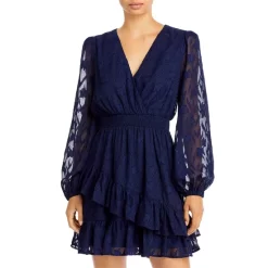 Cheapest ✔️ AQUA Asymmetrical Ruffle ⭐ Dress - 100% Exclusive Navy ✔️