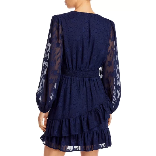 Cheapest ✔️ AQUA Asymmetrical Ruffle ⭐ Dress - 100% Exclusive Navy ✔️ 3 Cheapest ✔️ AQUA Asymmetrical Ruffle ⭐ Dress - 100% Exclusive Navy ✔️ - Image 3