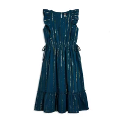 AQUA Elegant shop 57 Best deal โค๏ธ AQUA ๐ Girls' Metallic Stripe Midi Dress, Big Kid - 100% Exclusive Galactic Teal ๐