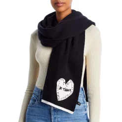Outlet 🥰 AQUA Embroidered Heart Scarf - 100% Exclusive Black/white 🎁