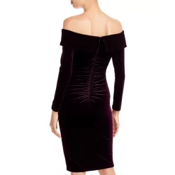 Best Pirce ⭐ AQUA Off The Shoulder Velvet ✔️ Dress - 100% Exclusive Maroon ⌛ -AQUA Elegant shop unnamed file 2045