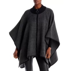 Deals 💯 AQUA Ruana Knitted Zippered Poncho - 100% Exclusive Gray ⌛