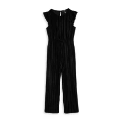 Flash Sale 🌟 AQUA Girls' Pleated Velvet Jumpsuit - Little Kid, Big Kid Black 🥰