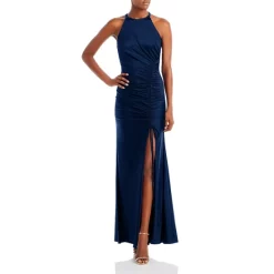 Wholesale ⌛ AQUA Sateen Ruched Long Halter 🥰 Dress - 100% Exclusive Ink 👏