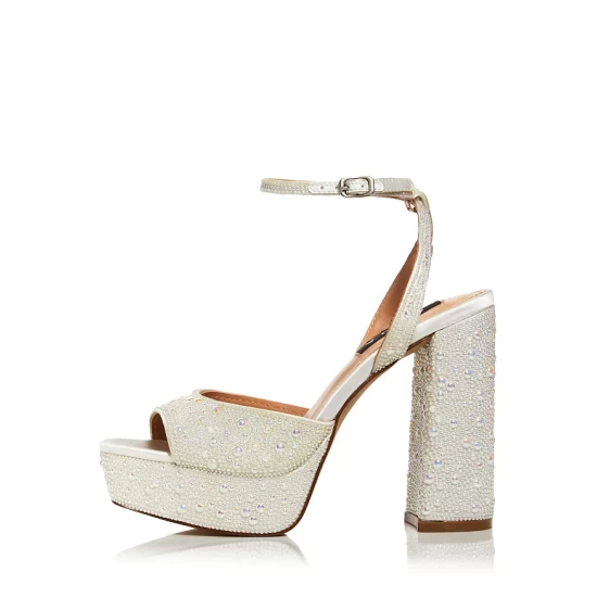 Outlet โจ AQUA ๐ Women's Leslp Ankle Strap Platform High Heel ๐ Sandals - 100% Exclusive Pearl โ 2 Outlet โจ AQUA ๐ Women's Leslp Ankle Strap Platform High Heel ๐ Sandals - 100% Exclusive Pearl โ - Image 2