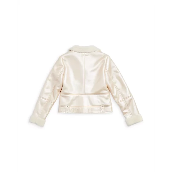 Cheapest ❤️ AQUA 💯 Girls' Faux Shearling Aviator Jacket, Big Kid - 100% Exclusive Champagne ❤️ 2 Cheapest ❤️ AQUA 💯 Girls' Faux Shearling Aviator Jacket, Big Kid - 100% Exclusive Champagne ❤️ - Image 2