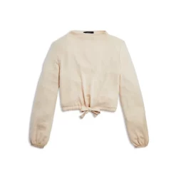 Buy ๐คฉ AQUA Girls' Mock Neck Tie Front Sweater, Big Kid - 100% Exclusive White ๐