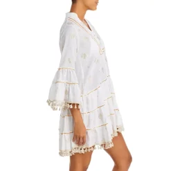 Coupon ⌛ AQUA Metallic Print Shirt Dress Swim Cover-Up - 100% Exclusive Gold ✔️ -AQUA Elegant shop unnamed file 2155
