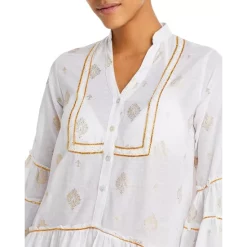 Coupon ⌛ AQUA Metallic Print Shirt Dress Swim Cover-Up - 100% Exclusive Gold ✔️ -AQUA Elegant shop unnamed file 2156