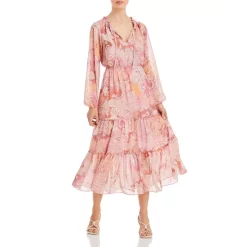 New โ AQUA Paisley Tiered ๐ Dress - 100% Exclusive Pink Multi โ๏ธ