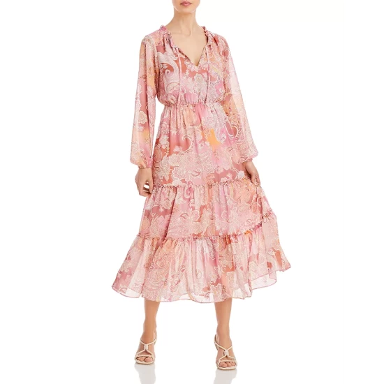 New โ AQUA Paisley Tiered ๐ Dress - 100% Exclusive Pink Multi โ๏ธ 1 New โ AQUA Paisley Tiered ๐ Dress - 100% Exclusive Pink Multi โ๏ธ