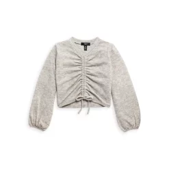 Brand new ⌛ AQUA ❤️ Girls' Ruched Front Long Sleeve Top, Big Kid - 100% Exclusive Heather Gray ⌛