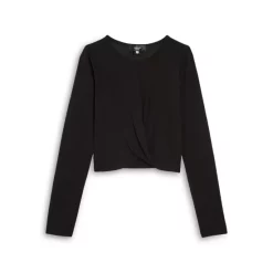 Brand new ✨ AQUA 💯 Girls' Long Sleeve Twisted Front Top - Big Kid Black ✔️ -AQUA Elegant shop unnamed file 2196