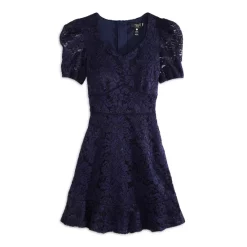 Best Sale 😍 AQUA Girls' Short Sleeve Lace Dress - Big Kid Peony 🛒