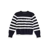 Flash Sale ⌛ AQUA Girls' Basic With A Twist Striped Sweater, Big Kid - 100% Exclusive Navy/white ❤️