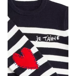 Flash Sale ⌛ AQUA Girls' Basic With A Twist Striped Sweater, Big Kid - 100% Exclusive Navy/white ❤️ -AQUA Elegant shop unnamed file 2263